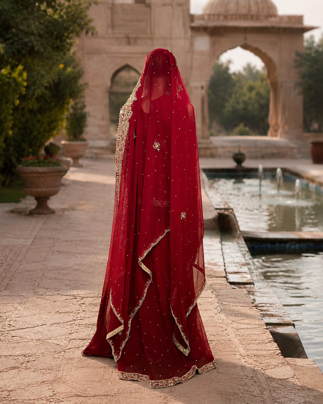Gul-e-Anar Crimson Bridal Lehenga Choli Set